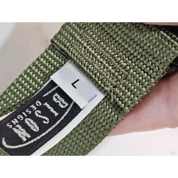 Bison Designs Sz Large Subtle Cinch Belt Gunmetal Buckle Dark Olive Nylon - Picture 3 of 6
